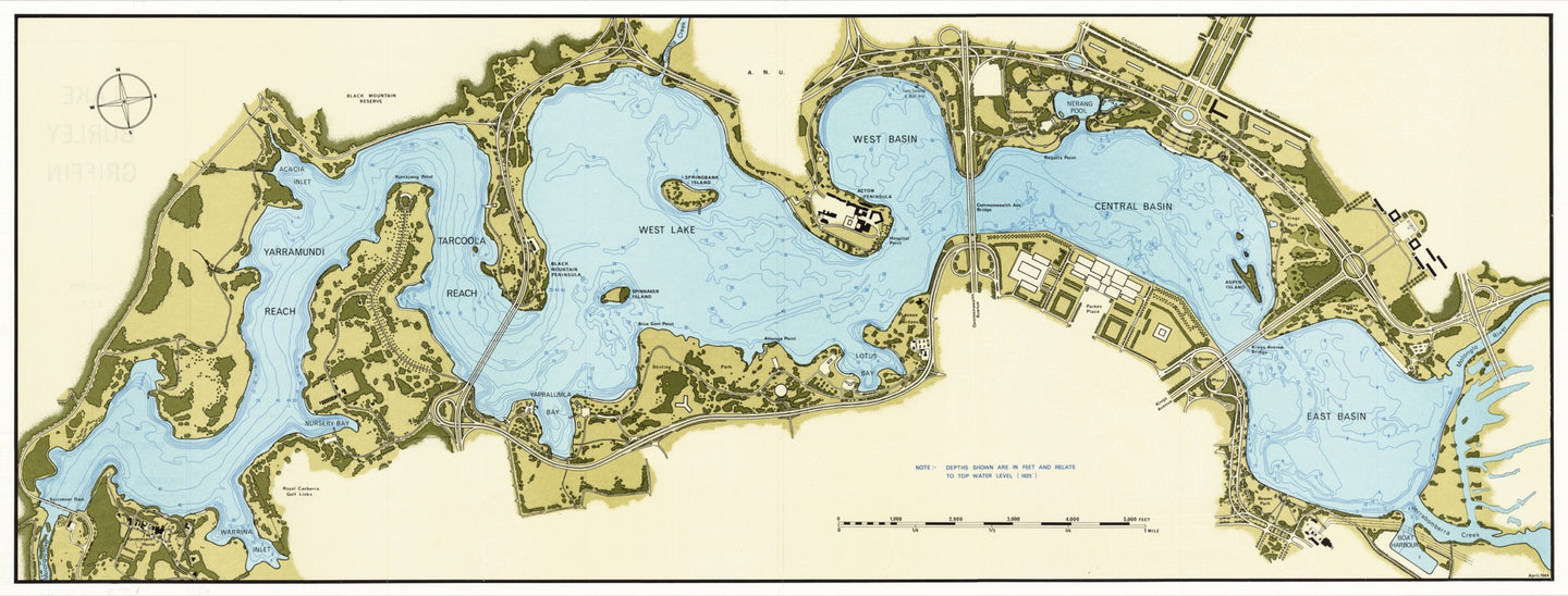 Map of Lake Burley Griffin, 1964