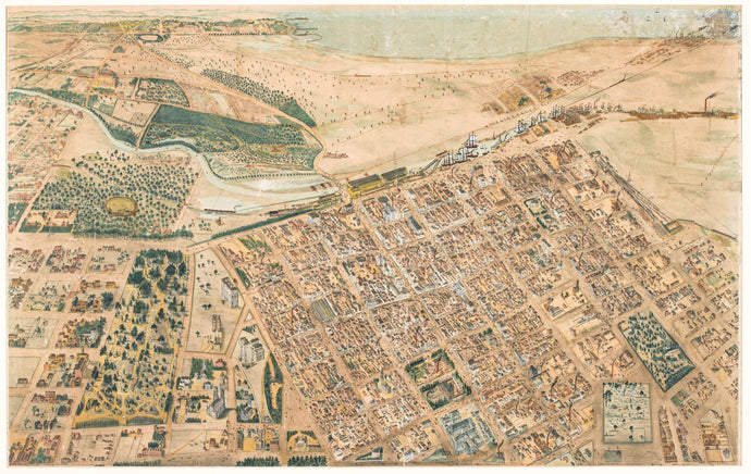 Isometrical Plan of Melbourne & Suburbs in 1866 (colour)