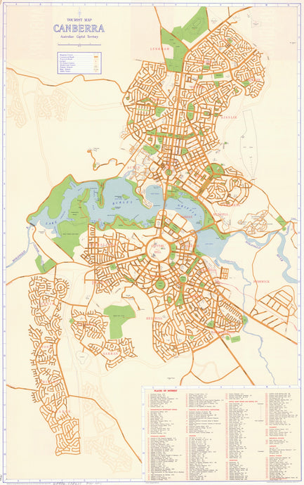 Tourist Map of Canberra, Australian Capital Territory