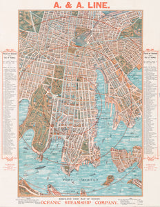 A. & A. Line. Bird's-eye View Map of Sydney, 1905