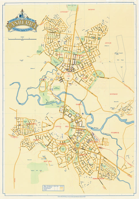 Tourist Map of Canberra, Australian Capital Territory