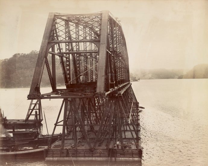 Hawkesbury River Railway Bridge Construction, 1889