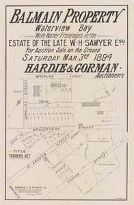 Balmain Property - Waterview Bay - With Water Frontages, 1894