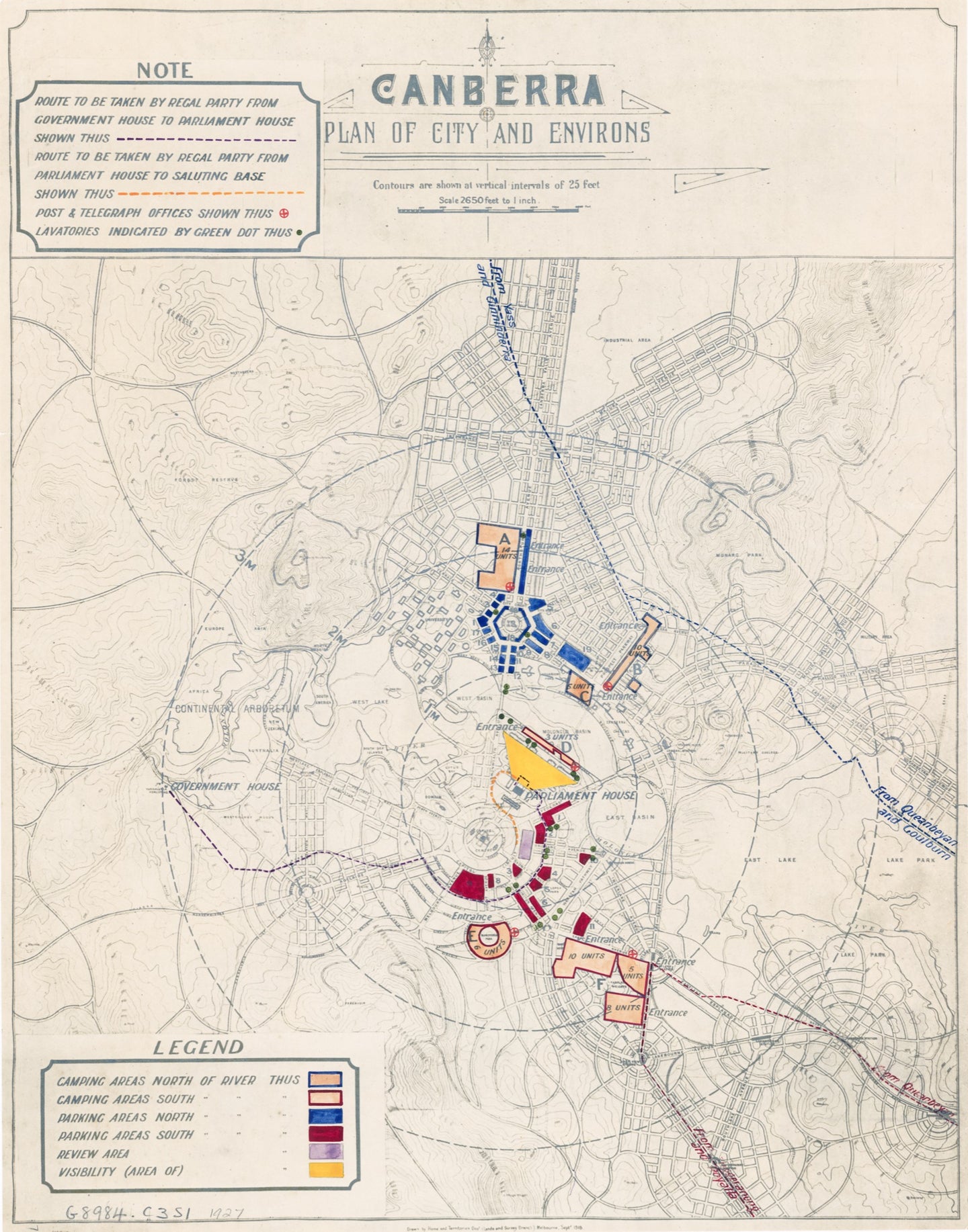 Canberra: Plan of City and Environs, 1927