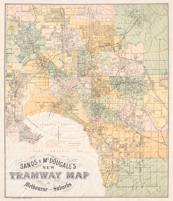 Sands & McDougall's New Tramway Map of Melbourne and Suburbs