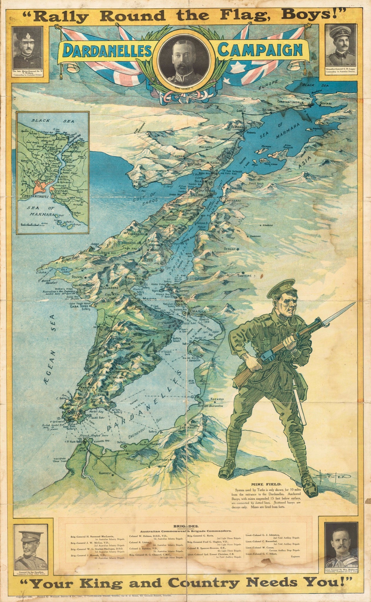 Anzac recruiting poster: Dardanelles Campaign - 'Rally Round the Flag, Boys!' ...