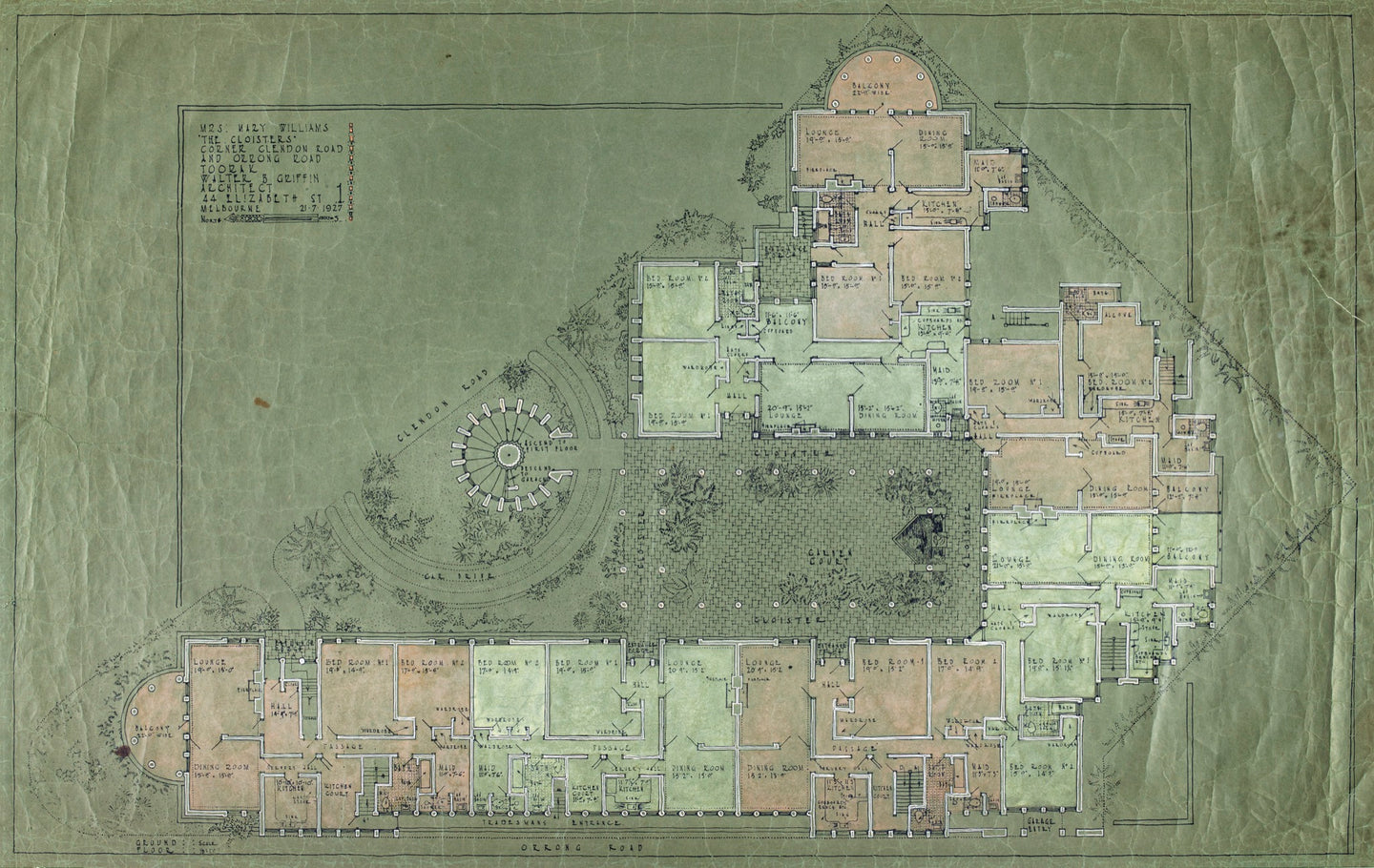 'The Cloisters' Plan, Walter Burley Griffin, 1927