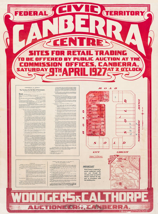 Canberra: Civic Centre Sites for Retail Trading, 1927