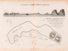 Load image into Gallery viewer, View of Lord Howe Island - Chart of Lord Howe Island, Discovered by Lieut. Henry Lidgbird Ball, in His Majesty&#39;s Arm&#39;d Tender Supply, ... 1788