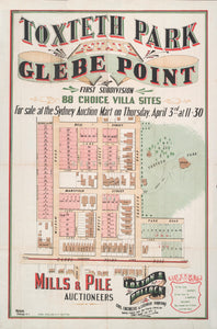 Toxteth Park Estate Glebe Point, first subdivision, 88 choice villa sites