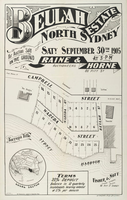 Beulah Estate, North Sydney, 1905