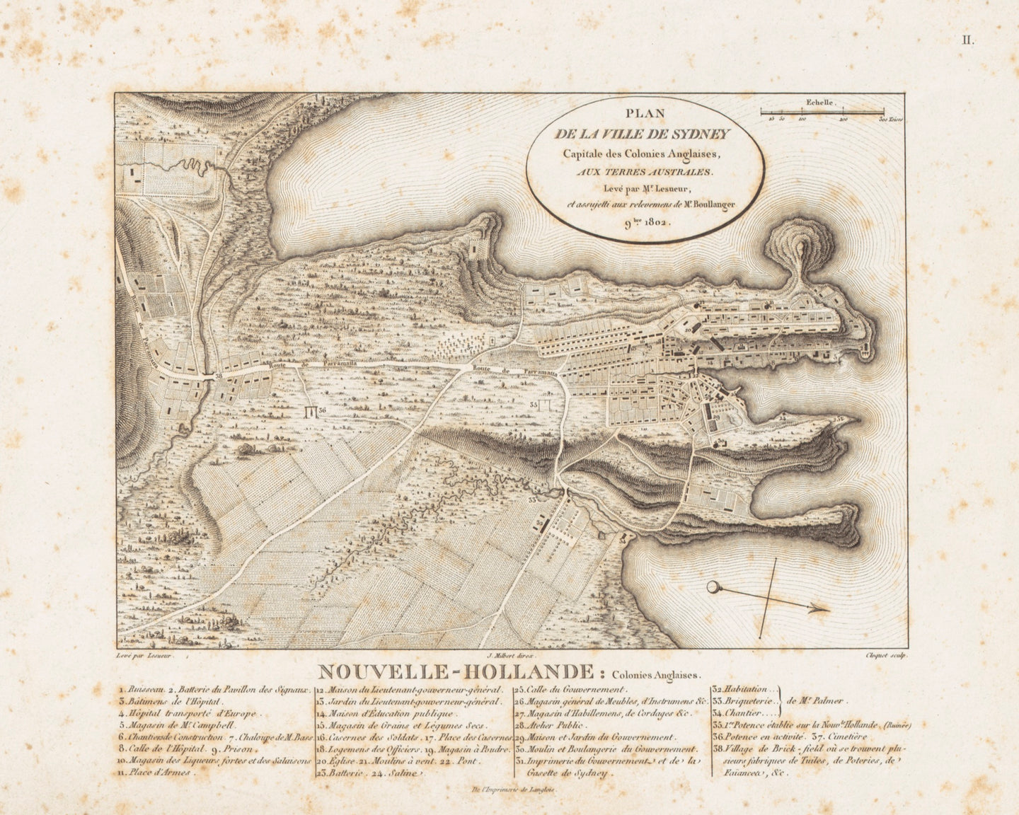 Plan de la Ville de Sydney - Capitale des Colonies Anglaises, Aux Terre Australes