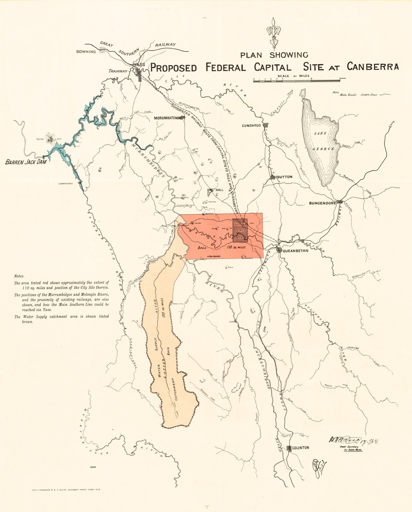 Plan Showing Proposed Federal Capital Site at Canberra