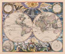 Load image into Gallery viewer, &#39;New Map of the World&#39; (Nieuwe werelt kaert ) Plate 1 from &#39;The Sea Atlas of the Water World&#39; (De zee-atlas ofte water-wereld)