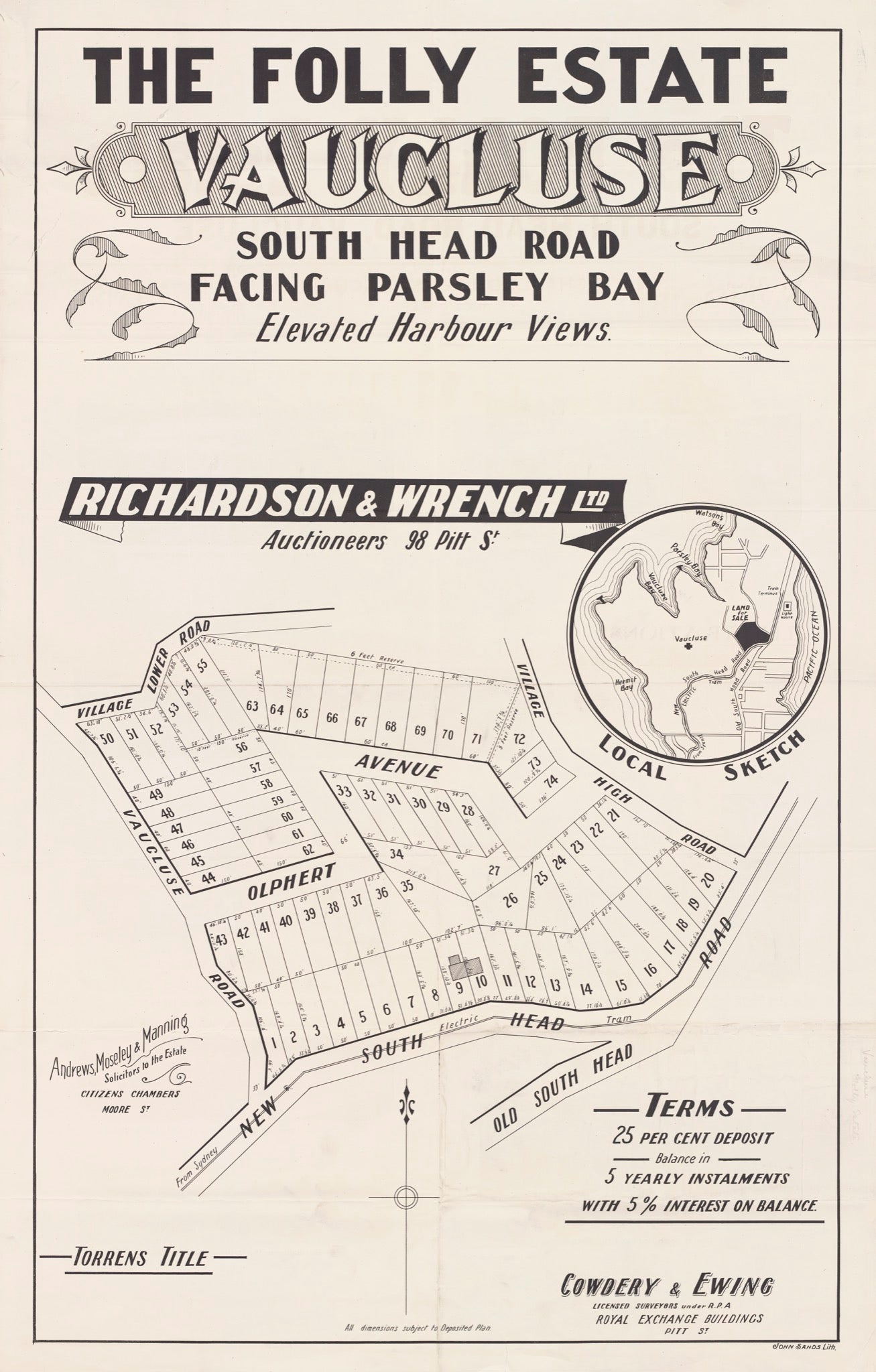 The Folly Estate, Vaucluse, South Head Road facing Parsley Bay