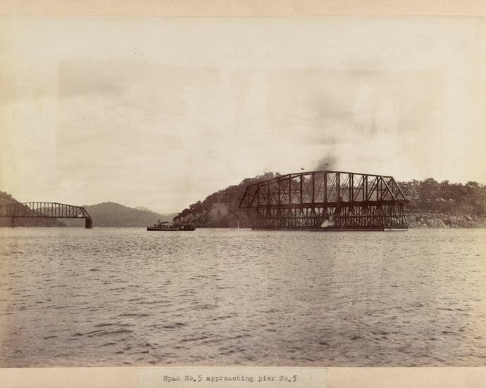 Hawkesbury River Railway Bridge Construction, 1889