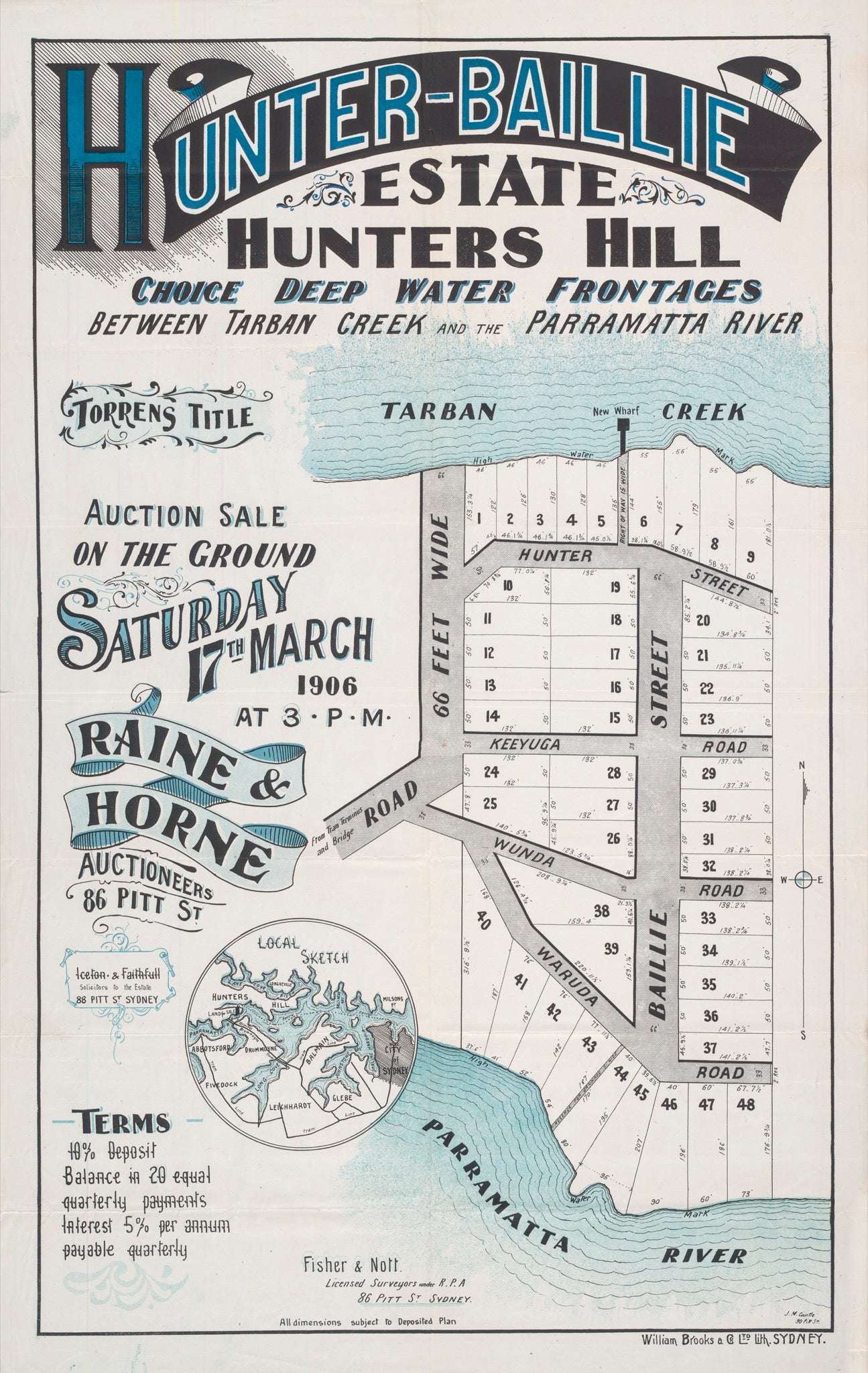 Hunter-Baillie Estate Hunters Hill - Choice Deep Water Frontages Between Tarban Creek and the Parramatta River