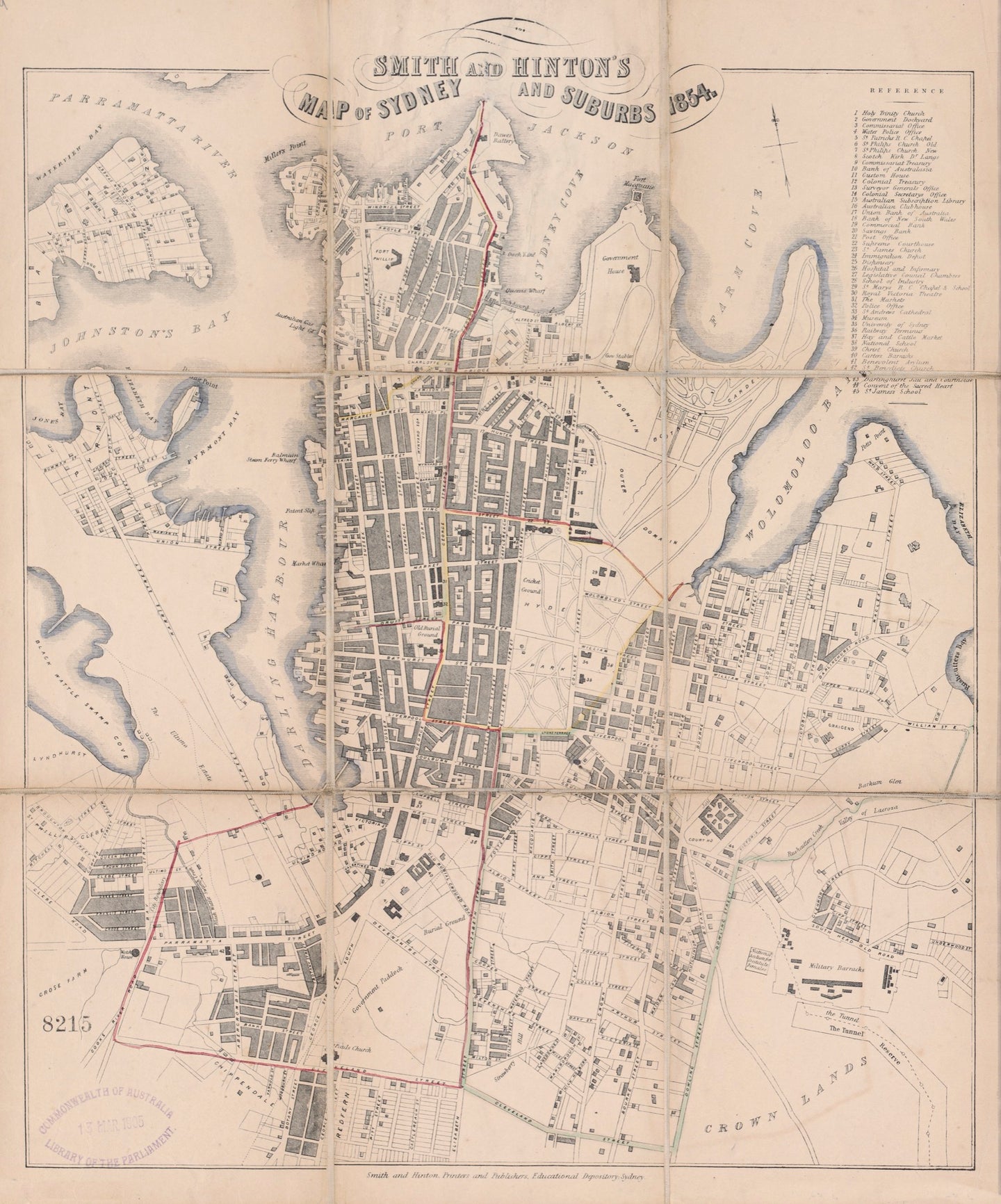 Smith and Hinton's Map of Sydney and Suburbs 1854