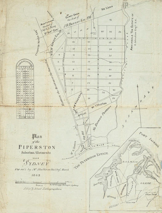 Plan of the Piperston Suburban Allotments near Sydney