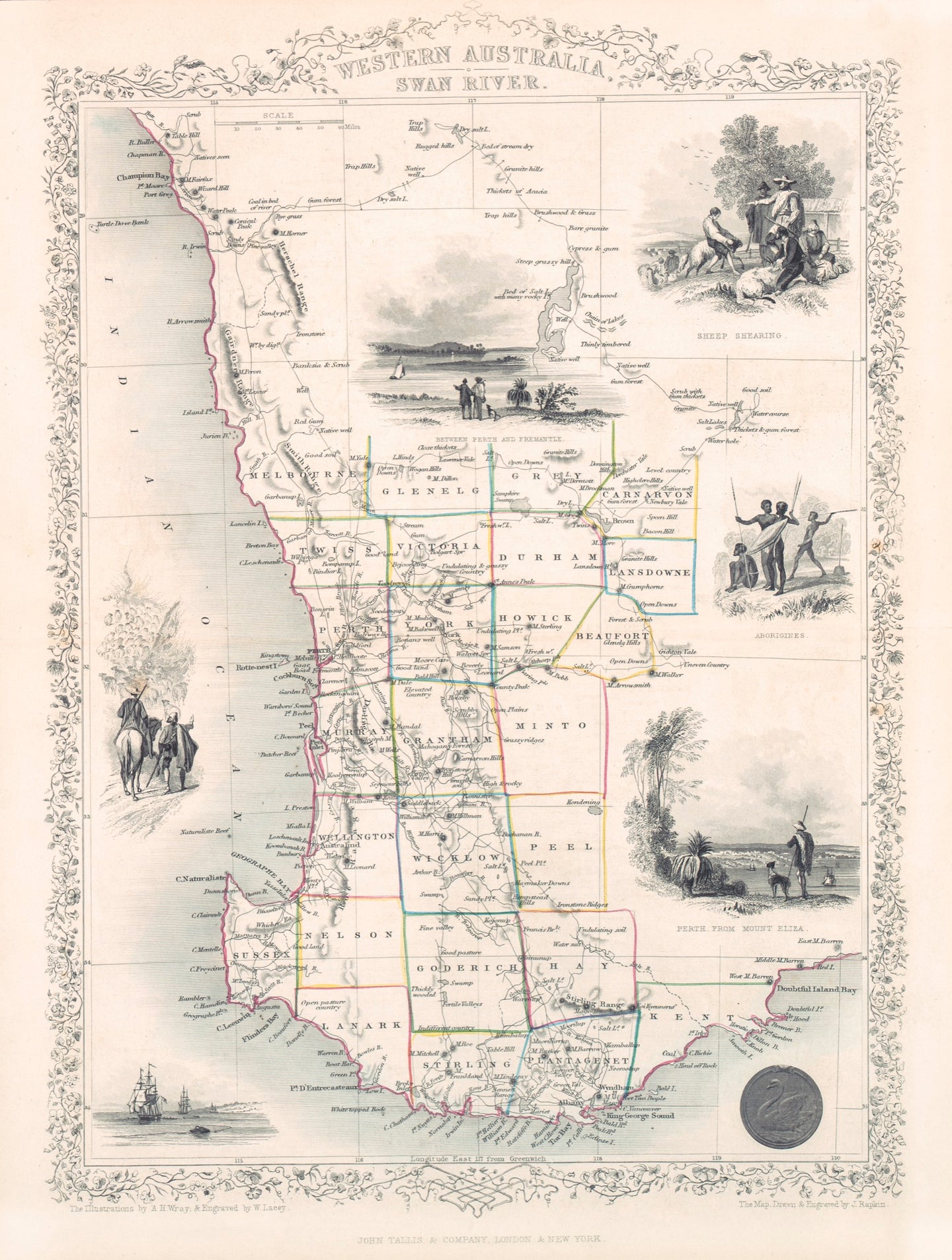 Western Australia - Swan River, Tallis map